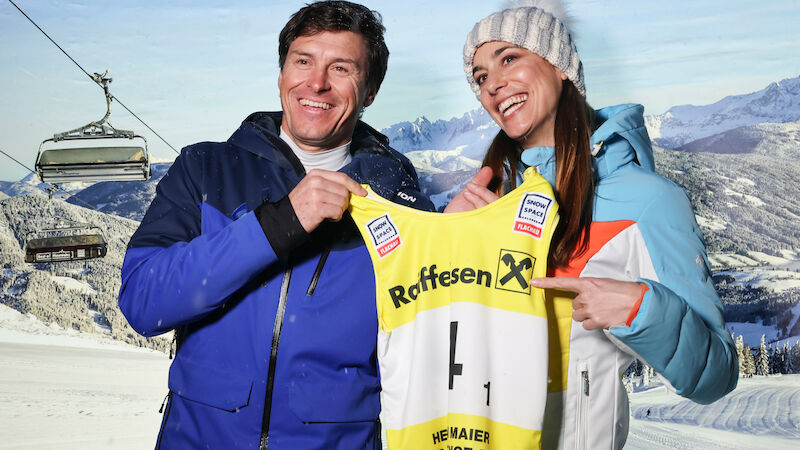 Kroatiens Ex-Champion Ivica Kostelic mit Kabarettistin Nina Hartmann