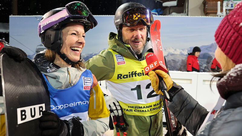 Hermann Maier mit Snowboarderin Christina Stürmer