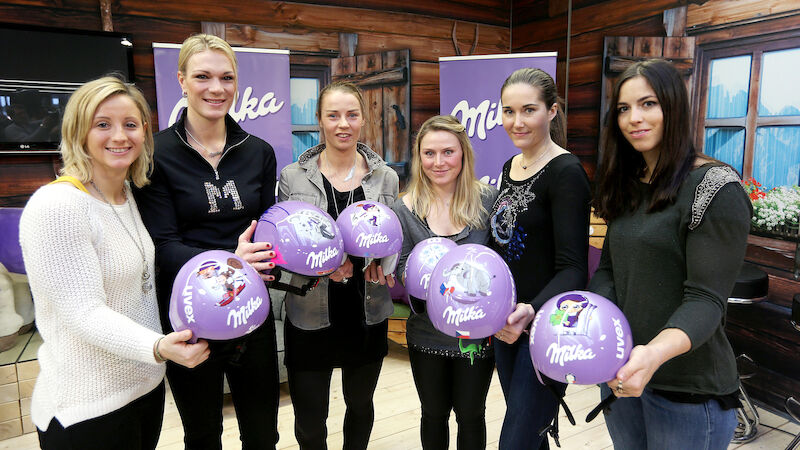 v.l.n.r.: Michaela Kirchgasser, Maria Höfl-Riesch, Tina Maze, Tessa Worley, Sarka Strachova und Elena Curtoni