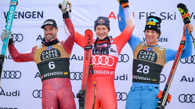 Lauberhornabfahrt 2026: Das Siegertrio in Wengen