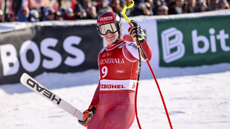 Das Siegertrio des Super-Gs in Kitzbühel