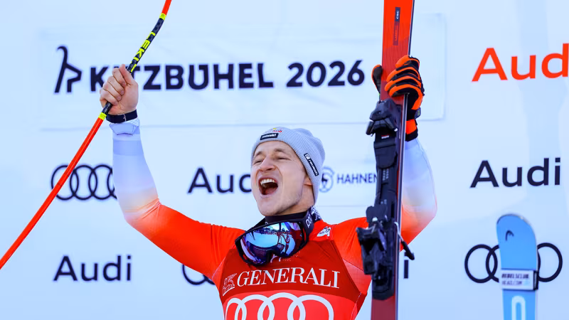 Das Siegertrio des Super-Gs in Kitzbühel