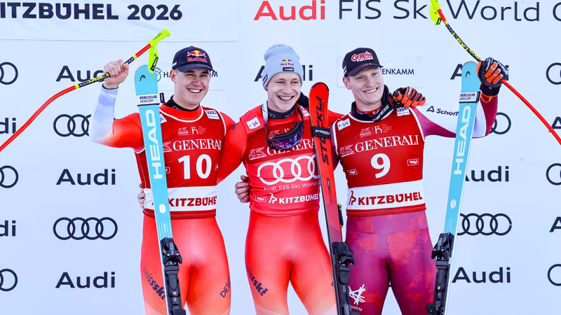 Das Siegertrio des Super-Gs in Kitzbühel
