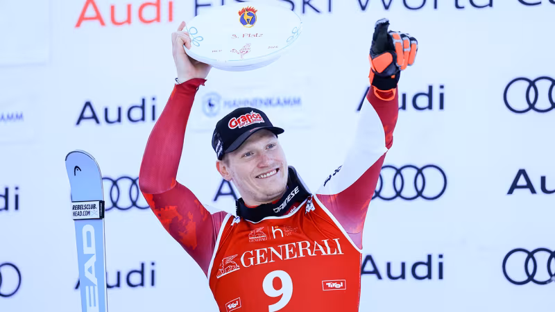 Das Siegertrio des Super-Gs in Kitzbühel
