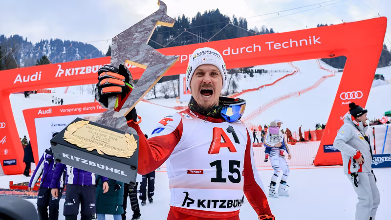 Hurra - die Gams! Die Siegerehrung des Kitzbühel-Slaloms