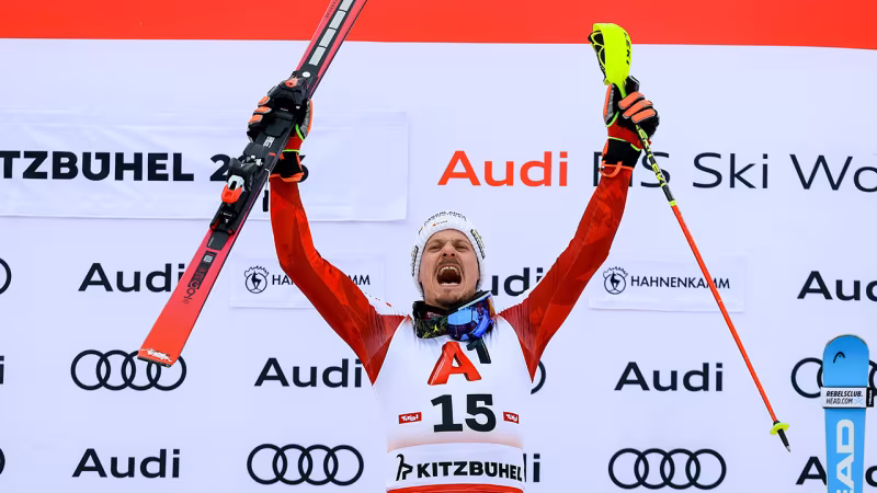 Hurra - die Gams! Die Siegerehrung des Kitzbühel-Slaloms