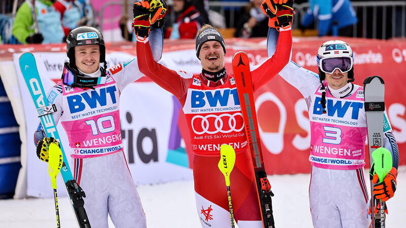 Die nächste Feller-Show! Die Feier-Bilder vom Wengen-Slalom